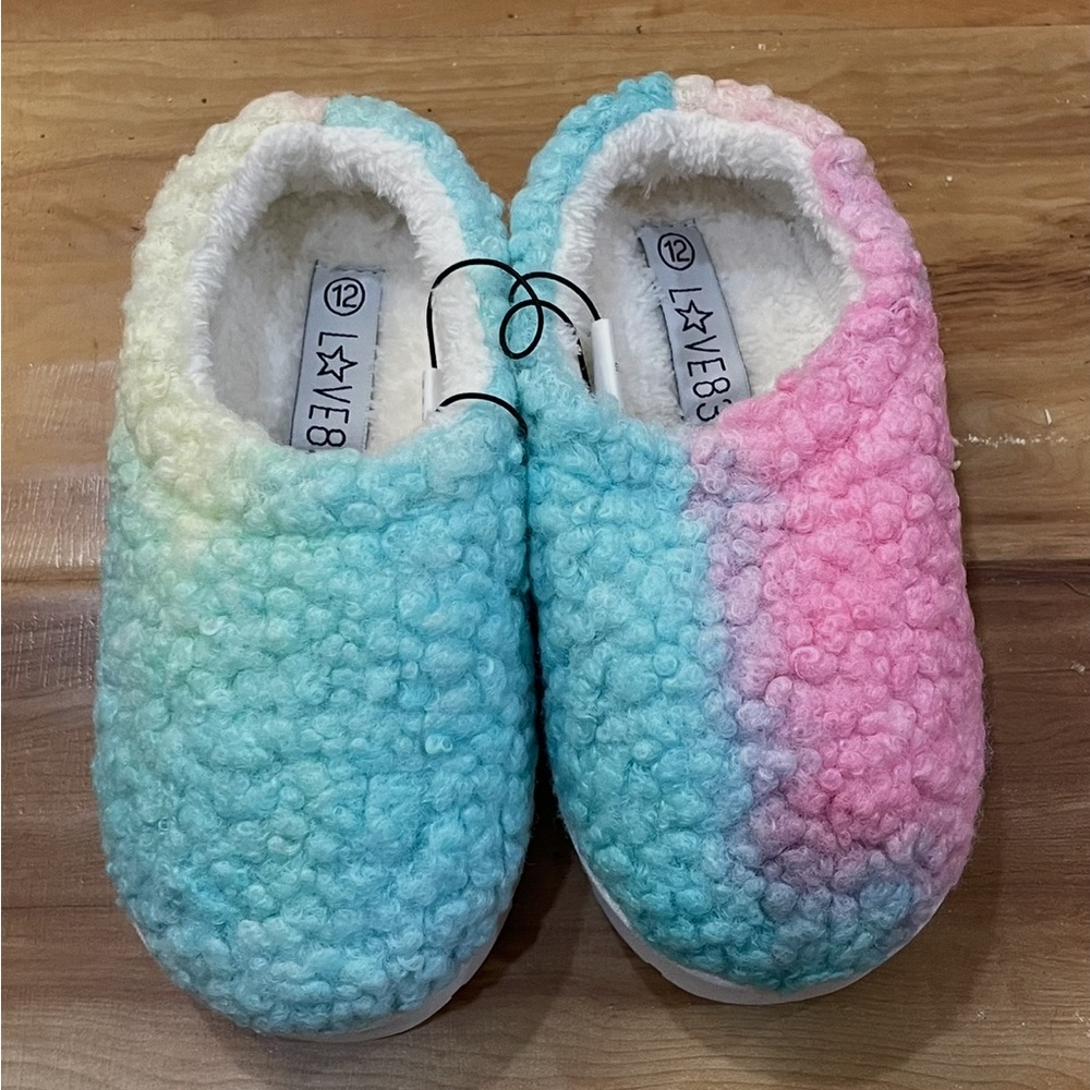 Girls Sherpa Fur Gradient Color Slipper Clogs - Size 12